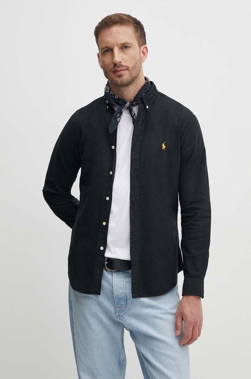 Srajce Polo by Ralph Lauren Slim Fit Button-Down Collar Shirt Črna | 710767828