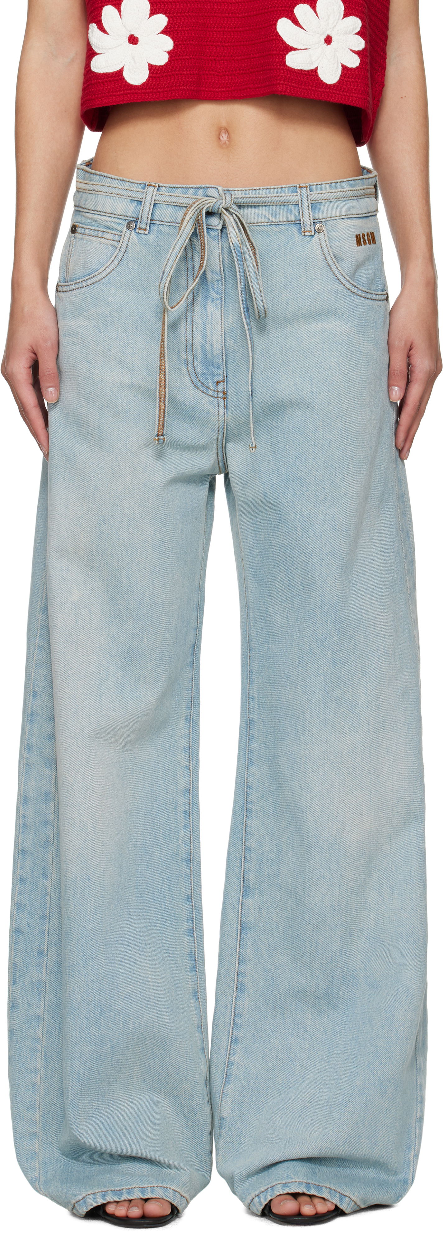 Kavbojke MSGM MSGM Wide-Leg Jeans Modra | 3841MDP234L 257275, 0