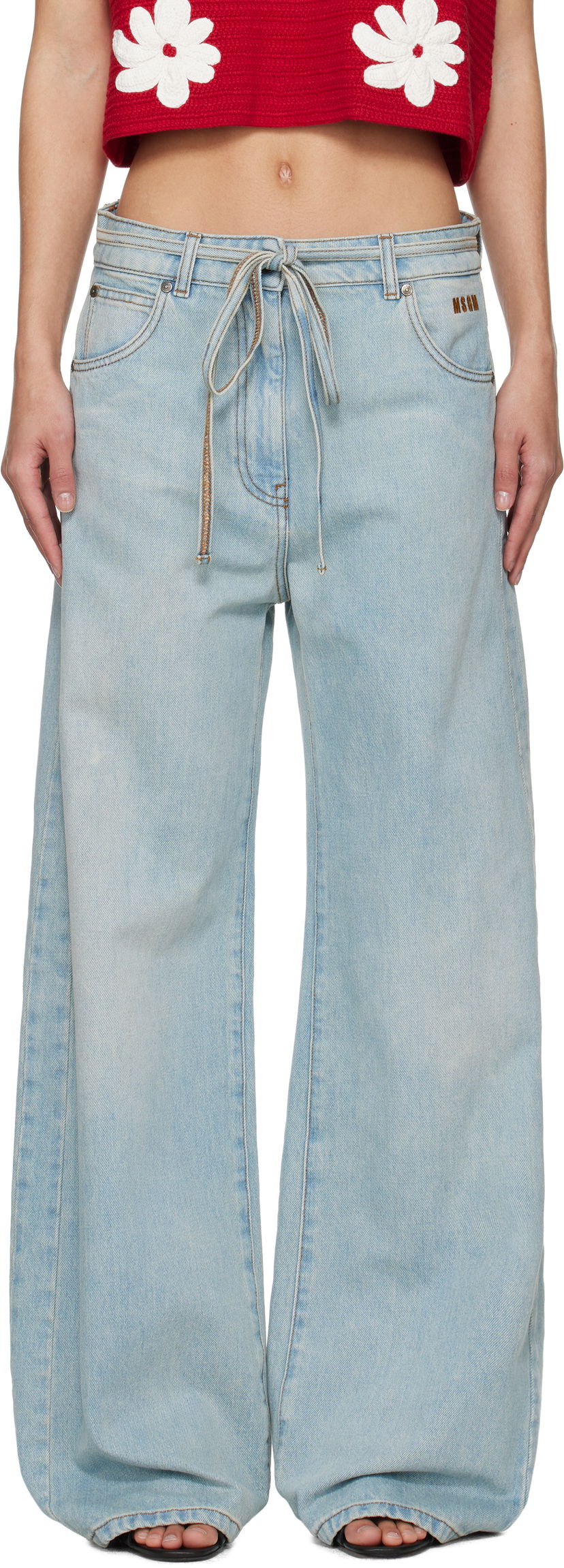 Kavbojke MSGM MSGM Wide-Leg Jeans Modra | 3841MDP234L 257275