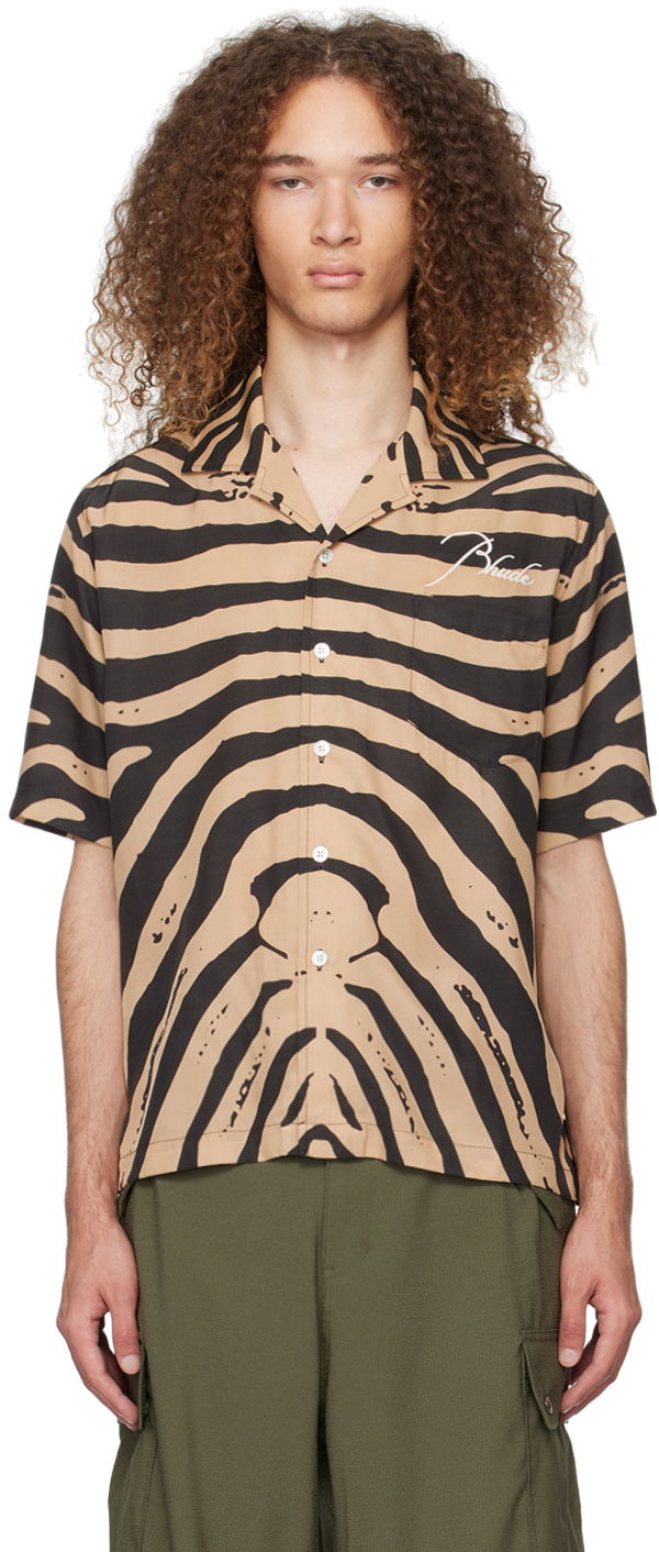 Srajce Rhude Zebra Shirt "Black & Tan" Bež | RHPS24SR12174274