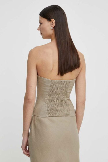 Majica brez rokavov Samsoe Samsoe Samsoe Samsoe SAELYNN Linen Bandeau Top Bež | F24100098, 2