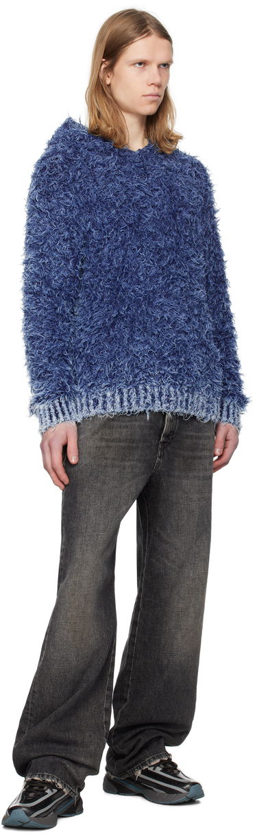 Pleteni pulover Diesel K-Dave Fuzzy Hoodie Modra | A16568-0KNAE-8ATS, 3
