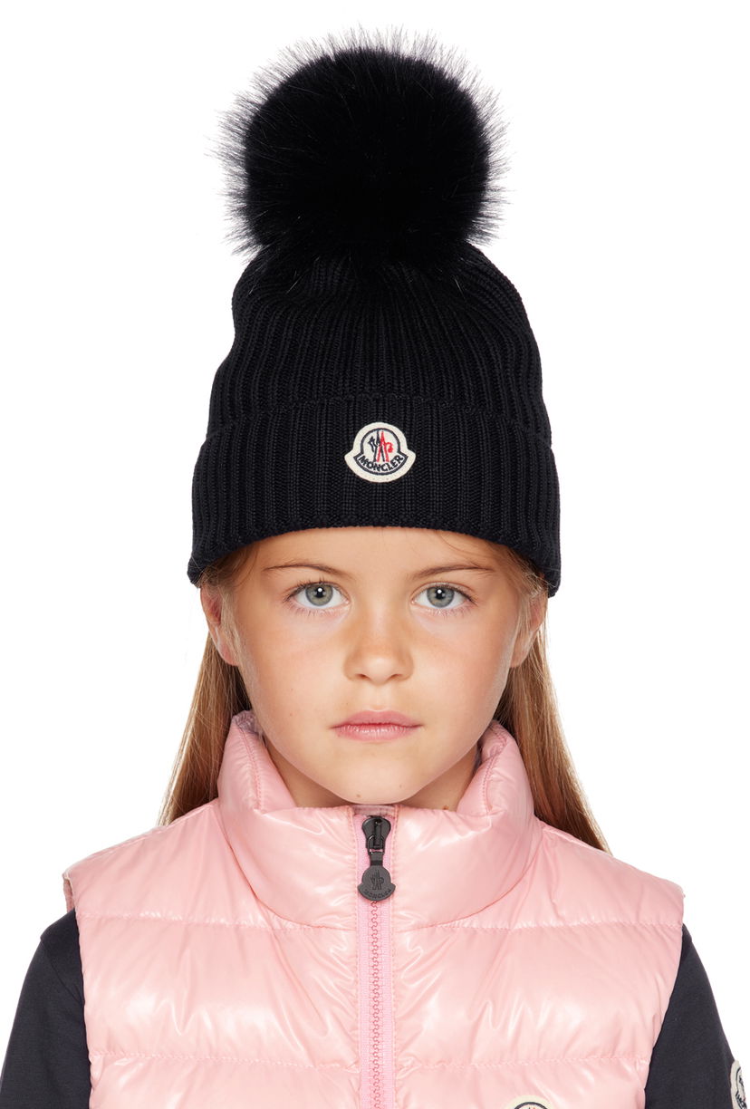 Beanie Moncler Moncler Enfant Kids' Pom Pom Beanie Črna | I29543B0001804S01