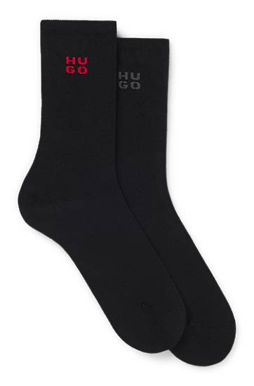 Nogavice BOSS Two-pack short socks with stacked logos Črna | 50549831