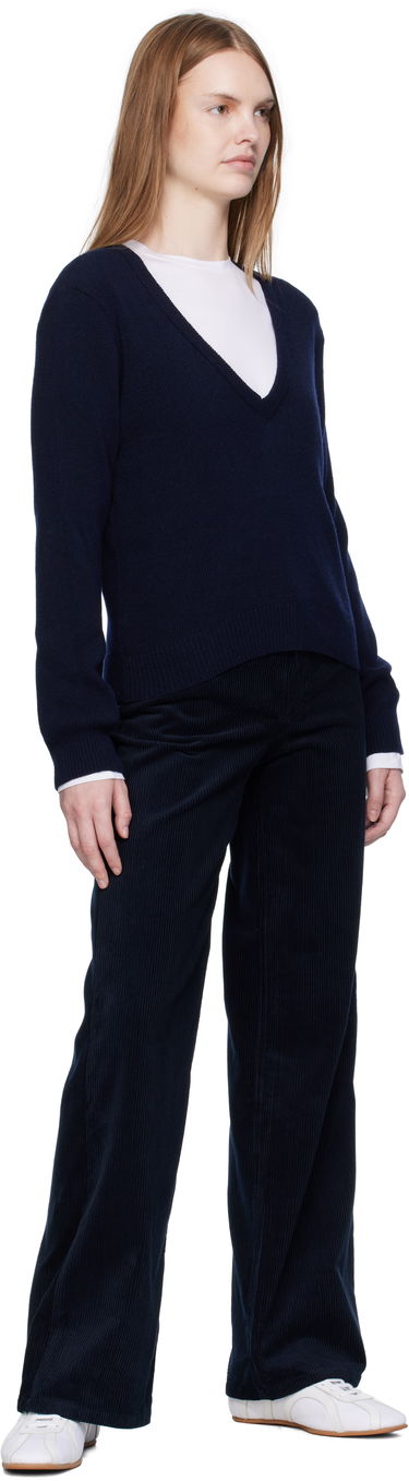 Pleteni pulover A.P.C. A.P.C. Anae V-Neck Sweater Mornarica | WOASA-F23429, 3