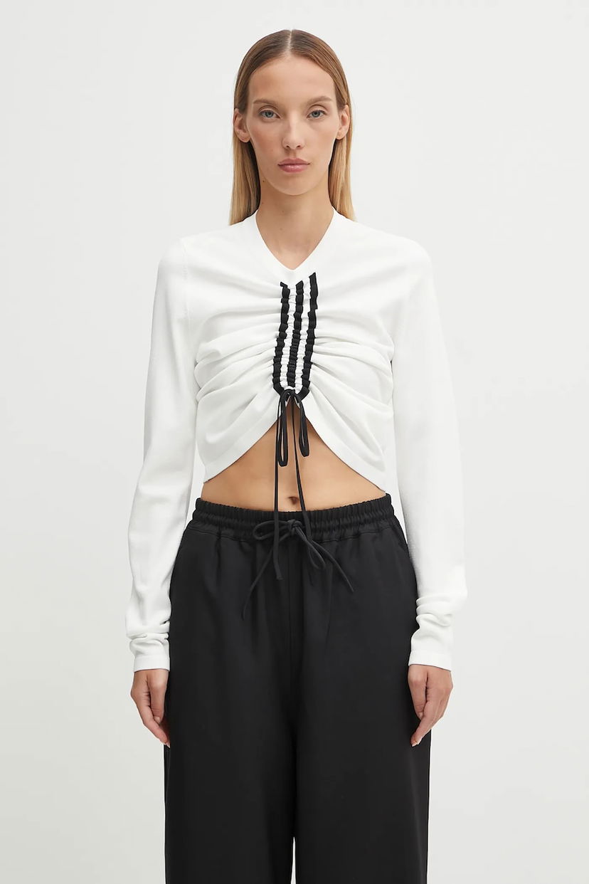 Majica Y-3 Y-3 Fitted Cinch Long Sleeve T-Shirt Bela | KD4760