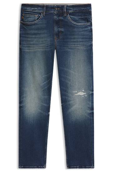 Kavbojke BOSS Delaware Slim-Fit Super-Stretch Jeans Modra | 50534683