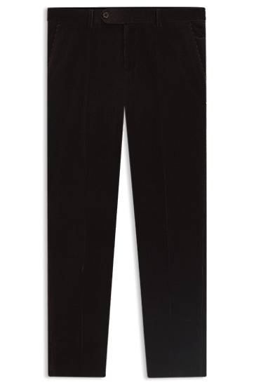 Hlače BOSS BECKHAM x pleat-front corduroy trousers Črna | 50557921