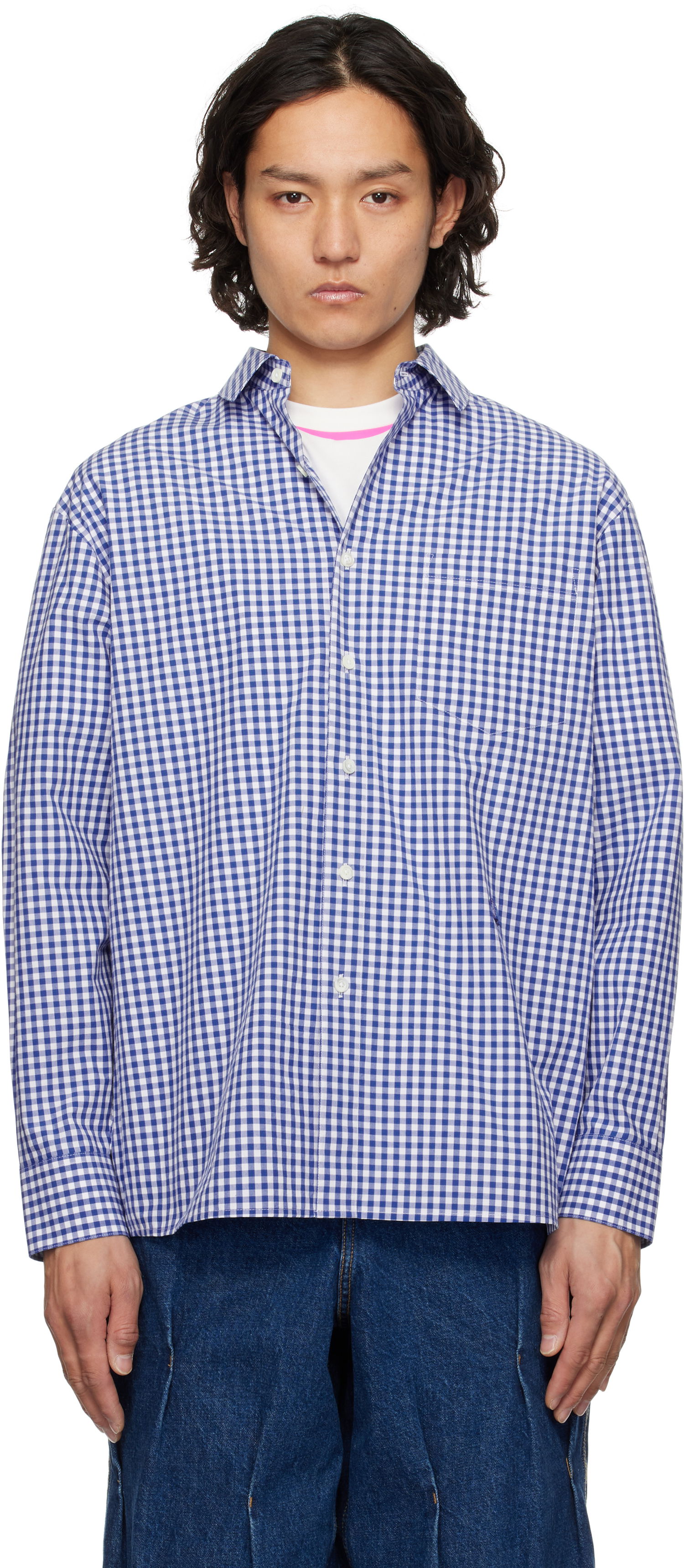 Srajce ADER ERROR ADER error Sig; TRS Tag 03 Gingham Shirt Modra | BO42FYSH0102BL, 0