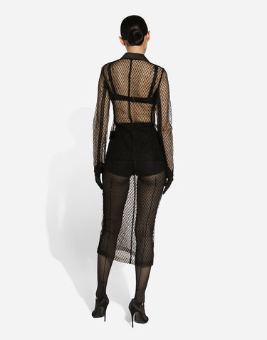 Jakna Dolce & Gabbana Single-breasted Mesh Jacket Črna | F27BUTHLM83N0000, 3