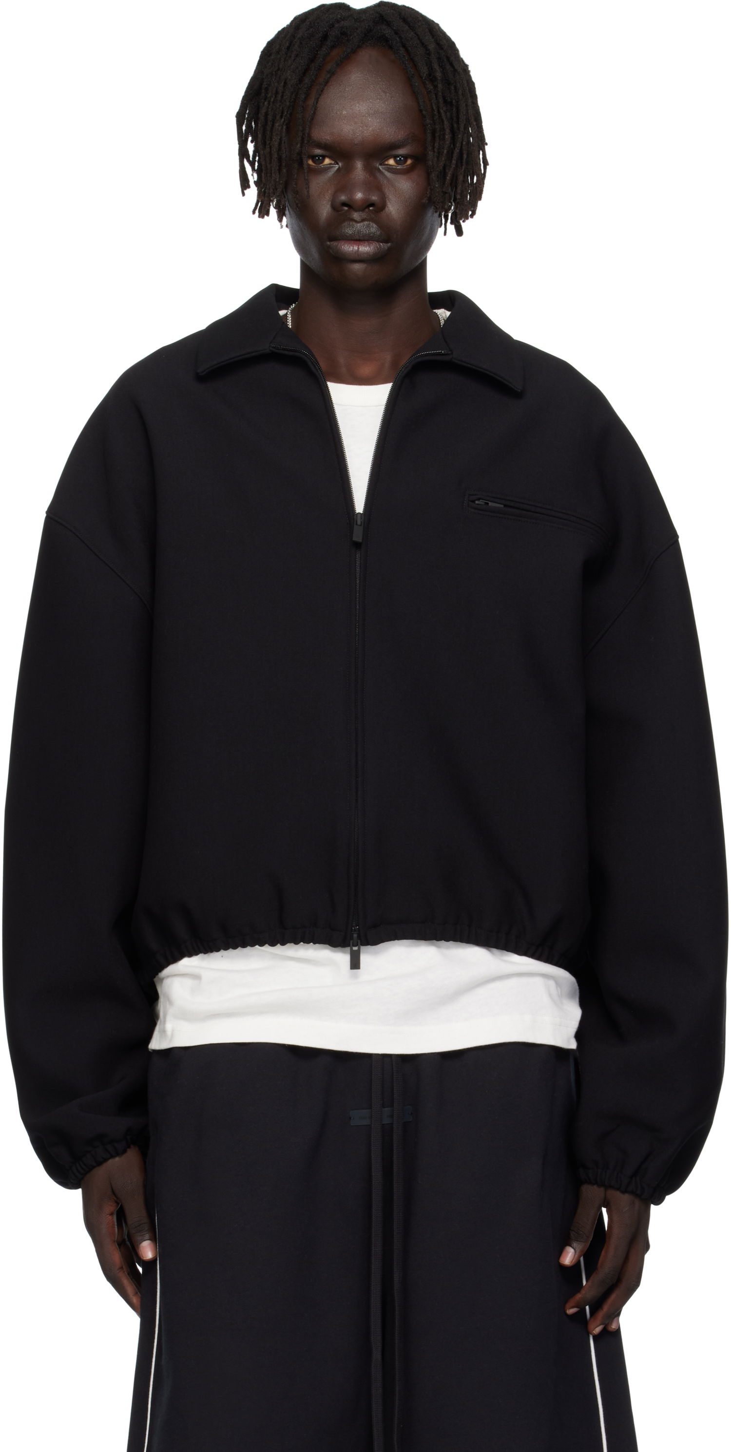 Jakna Fear of God ESSENTIALS Bonded Canvas Zip-Up Jacket Črna | 202SP258060F, 0