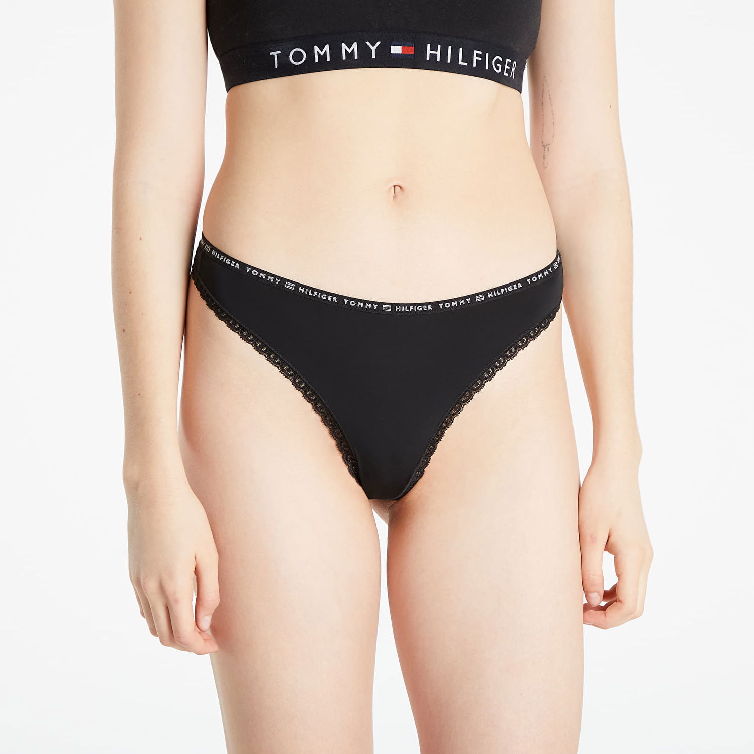 Spodnjice Tommy Hilfiger Lace 3 Pack Thong Črna | UW0UW02824 0R7, 0
