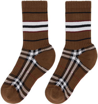 Nogavice Burberry Check Mashup Socks Rjava | 8059188, 1