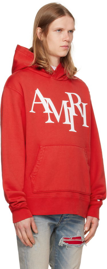 Pulover AMIRI Staggered Logo Print Hoodie Črna | AMJYHD1094, 4