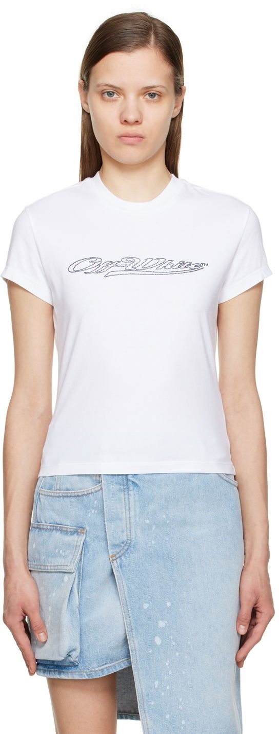 Majica Off-White Baseball T-Shirt with Embroidery Bela | OWAA112S23JER0010110