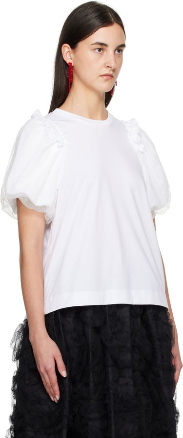 Majica Simone Rocha Simone Rocha Tulle Overlay Puff Sleeve T-Shirt Bela | 5179 0553, 1