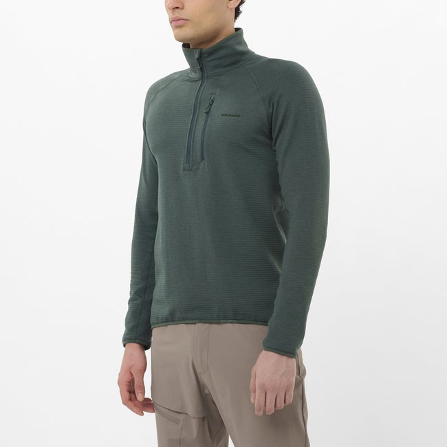 Pleteni pulover Salomon Lightwarm Quarter-Zip Fleece Top Zelena | LC2707000