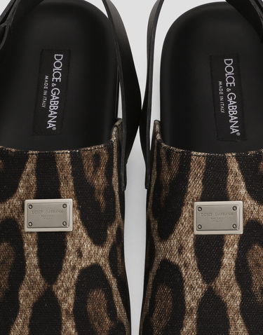 Superge in čevlji Dolce & Gabbana Dolce & Gabbana Canvas Leopard Print Mules with Back Strap Rjava | A80465A6A87HY13M, 3
