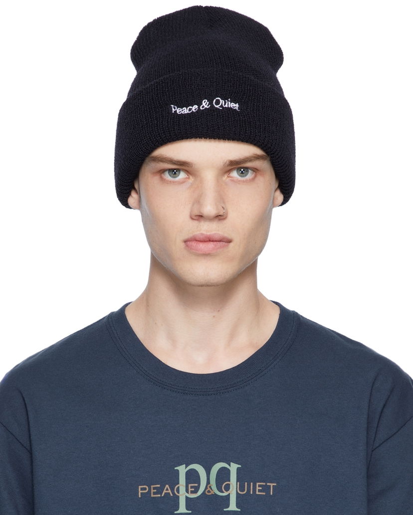 Beanie Museum of Peace & Quiet Wordmark Logo-Embroidered Beanie Črna | PQFALL21-21