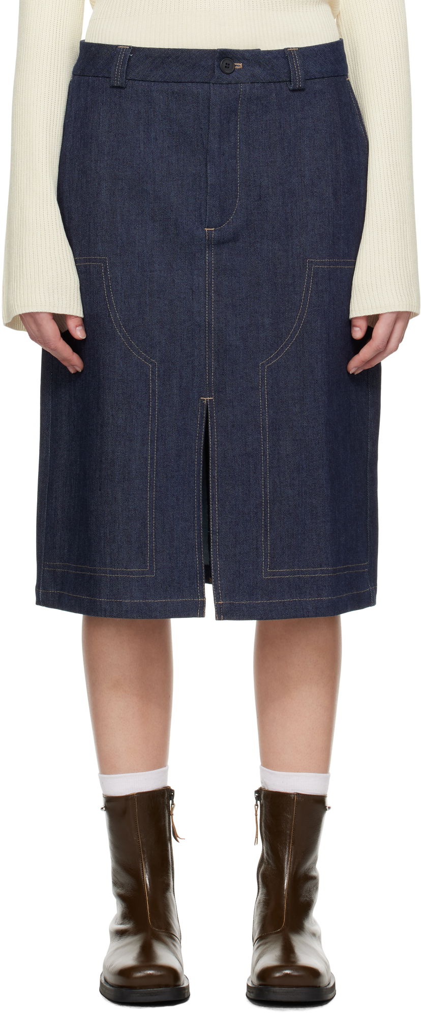 Krila Soulland Midi Denim Skirt Modra | 42033-1316