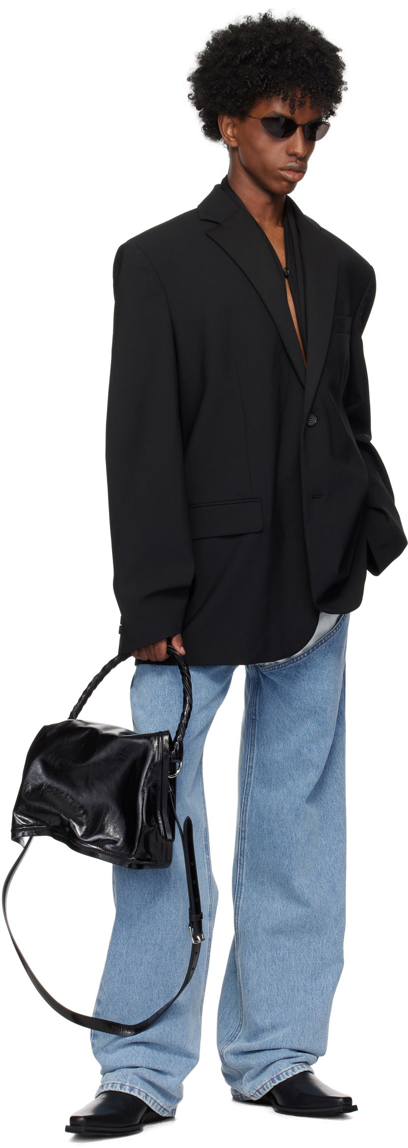 Torba za čez ramo Y/PROJECT Mini Wire Shoulder Bag Črna | 620BA007
