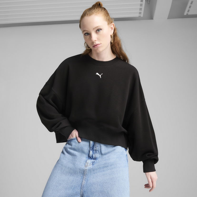 Pulover Puma WARDROBE ESS Oversized Sweatshirt Črna | 629748_01