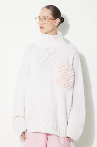 Pleteni pulover JW Anderson Turtleneck Jumper With Textured Patch Pocket Bela | KW1150.YN0144.001, 0