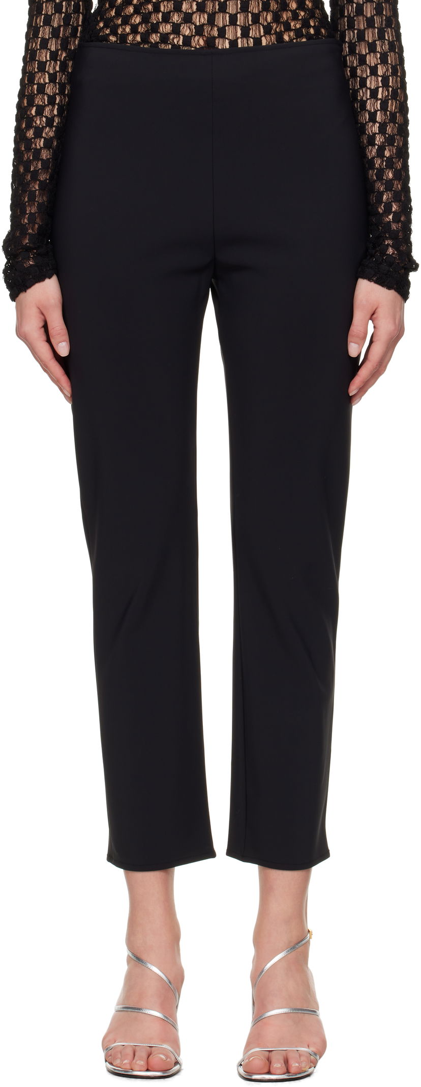 Hlače Róhe Róhe Cigarette Scuba Trousers Črna | 414-30-166