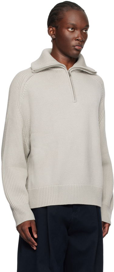 Pleteni pulover Studio Nicholson Studio Nicholson Level Half-Zip Knit Sweater Siva | LEVEL SNM - 1231, 1