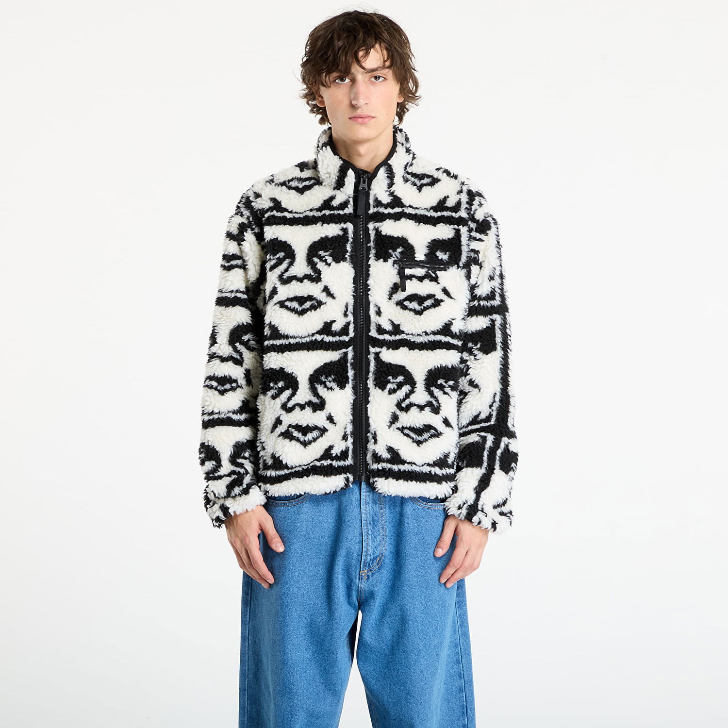 Jakna OBEY OBEY Repeated Icon Sherpa Jacket Večbarvna | 121800608-BKM, 0