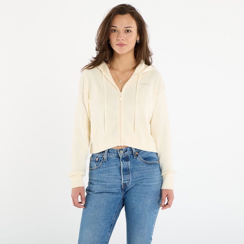 Pulover GUESS Flaminia Ribbed Zipped Hoodie Bela | V5BR05Z3JD2-G047