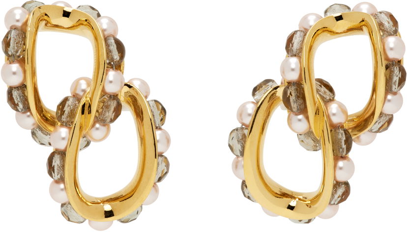 Uhani KIKO KOSTADINOV Kiko Kostadinov Kandel Gold-Tone, Pearl, and Smoky Quartz Earrings Rumena | KKWAW25ER02-156