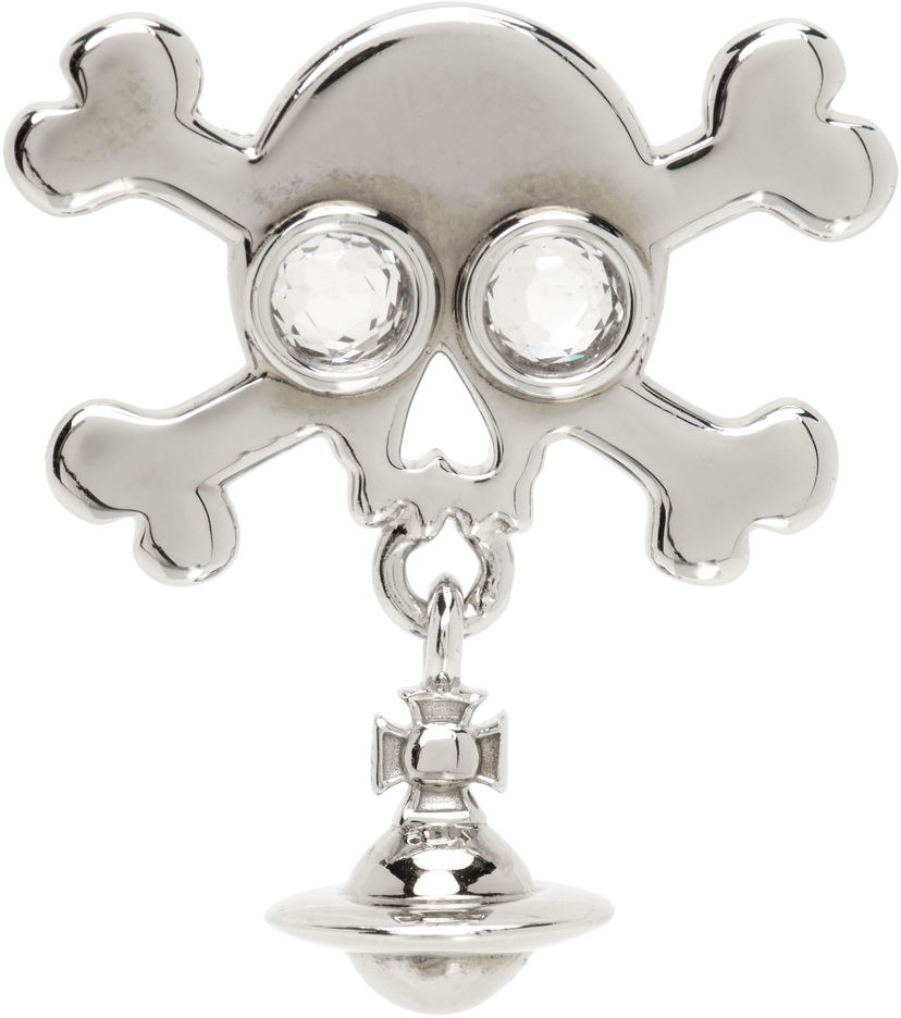 Uhani Vivienne Westwood Vivienne Westwood Franklin Skull Single Stud Earring with Crystals Kovinski | 6201036J-01P102-
