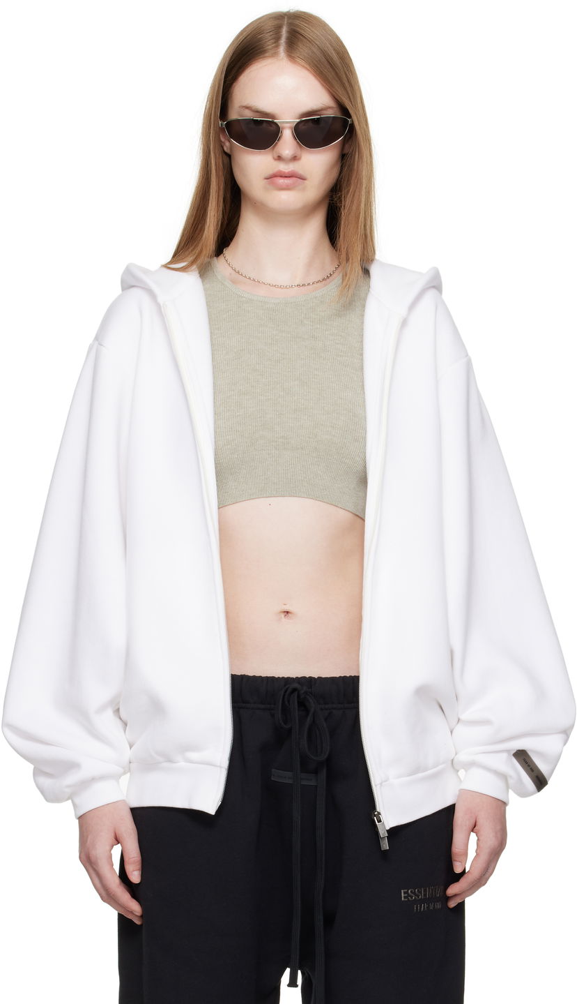 Pulover Fear of God ESSENTIALS 90s Fleece Zip-Up Hoodie Bela | 192SP257444FW