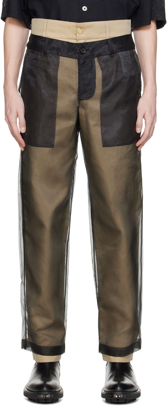 Hlače Feng Chen Wang Feng Chen Wang Layered Trousers Rjava | FUS17TR08