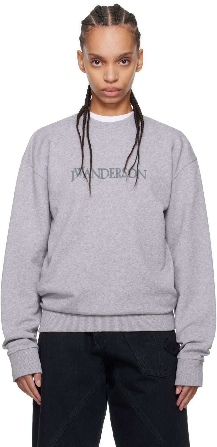 Pleteni pulover JW Anderson JW Anderson Logo Sweatshirt Siva | JW0232-PG1632