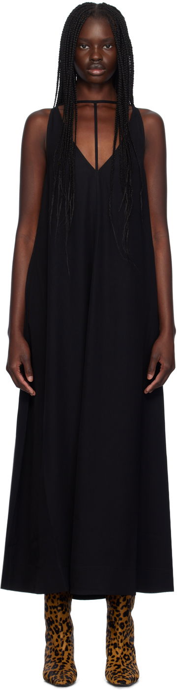 Obleke TOTEME T-Strap Maxi Dress Črna | 243-WRD0122-FB0020
