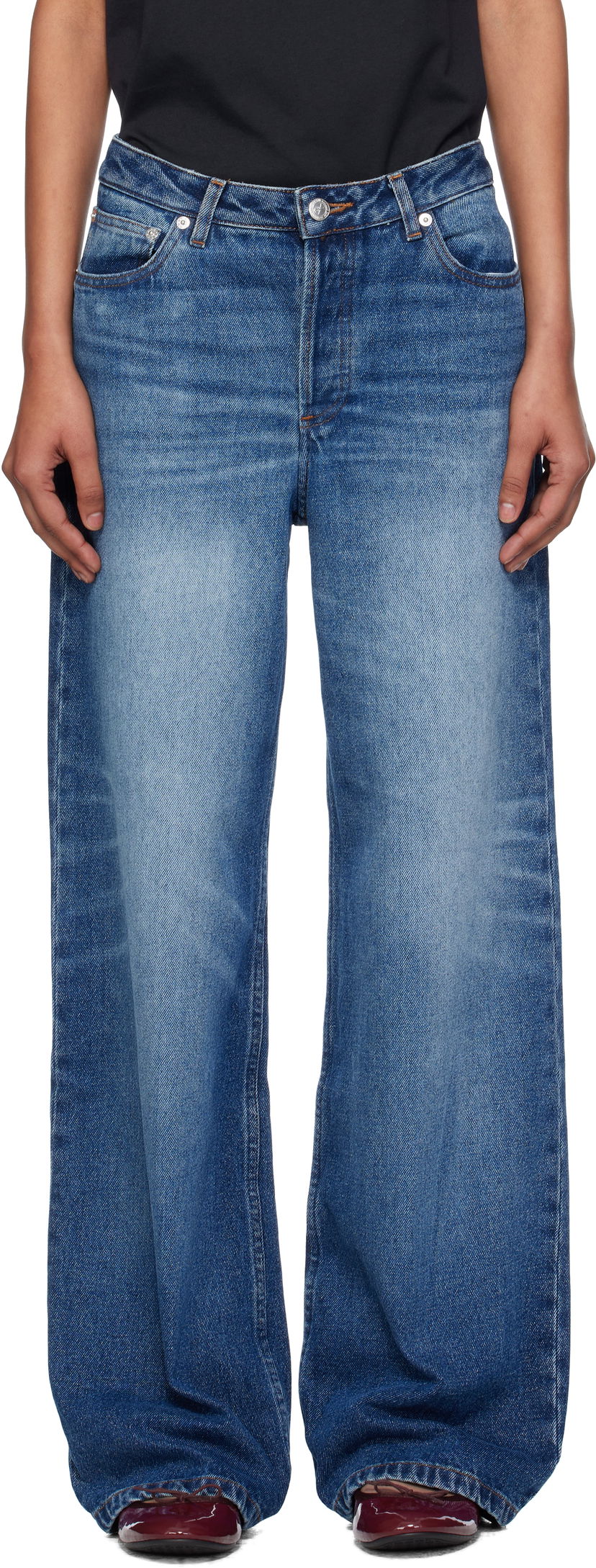 Kavbojke A.P.C. A.P.C. Elisabeth Wide-Leg Jeans Modra | COHJL-F09181