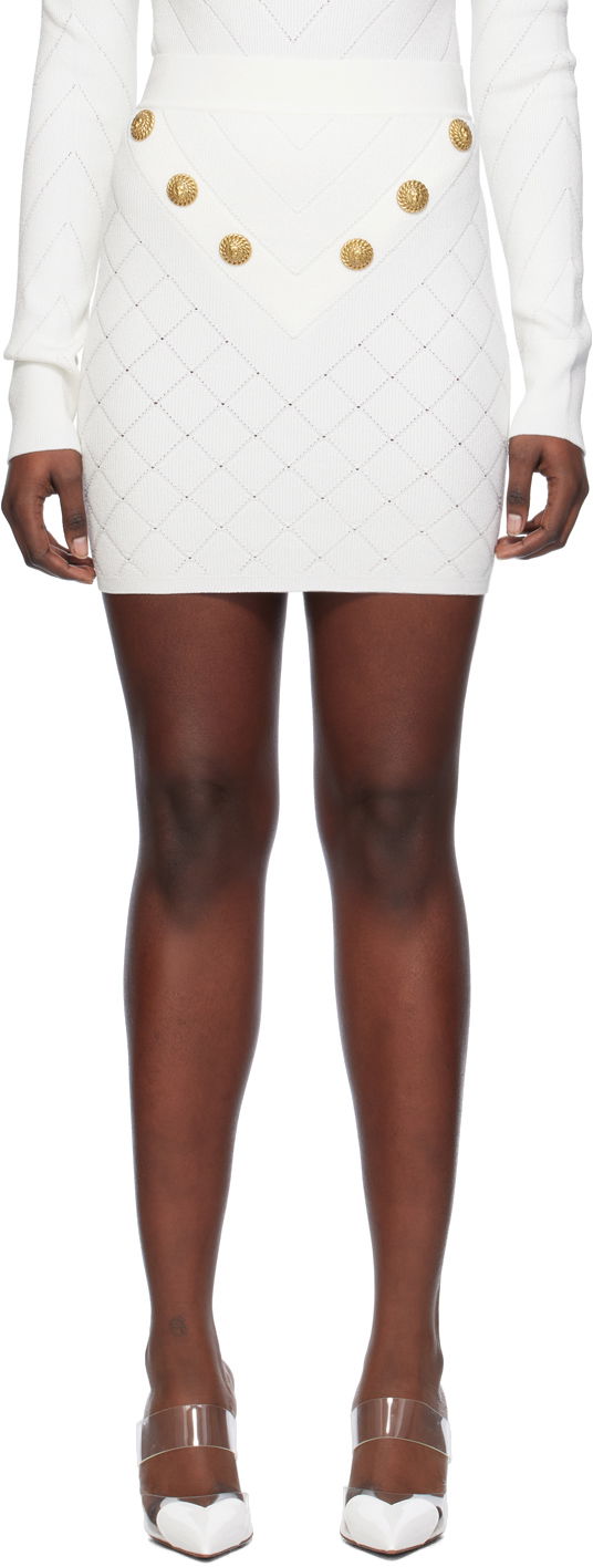 Krila Balmain High-Rise Miniskirt Bela | CF1LB004KF53