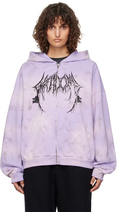 Pulover We11done Graphic Print Zip-Up Hoodie Lila | WD-TJ3-24-878-U-PP, 0