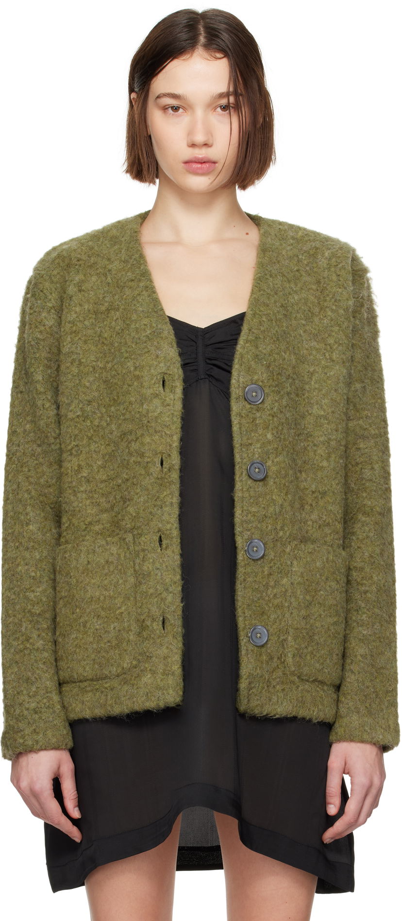 Pleteni pulover OUR LEGACY Wool Cardigan Zelena | W4243CF