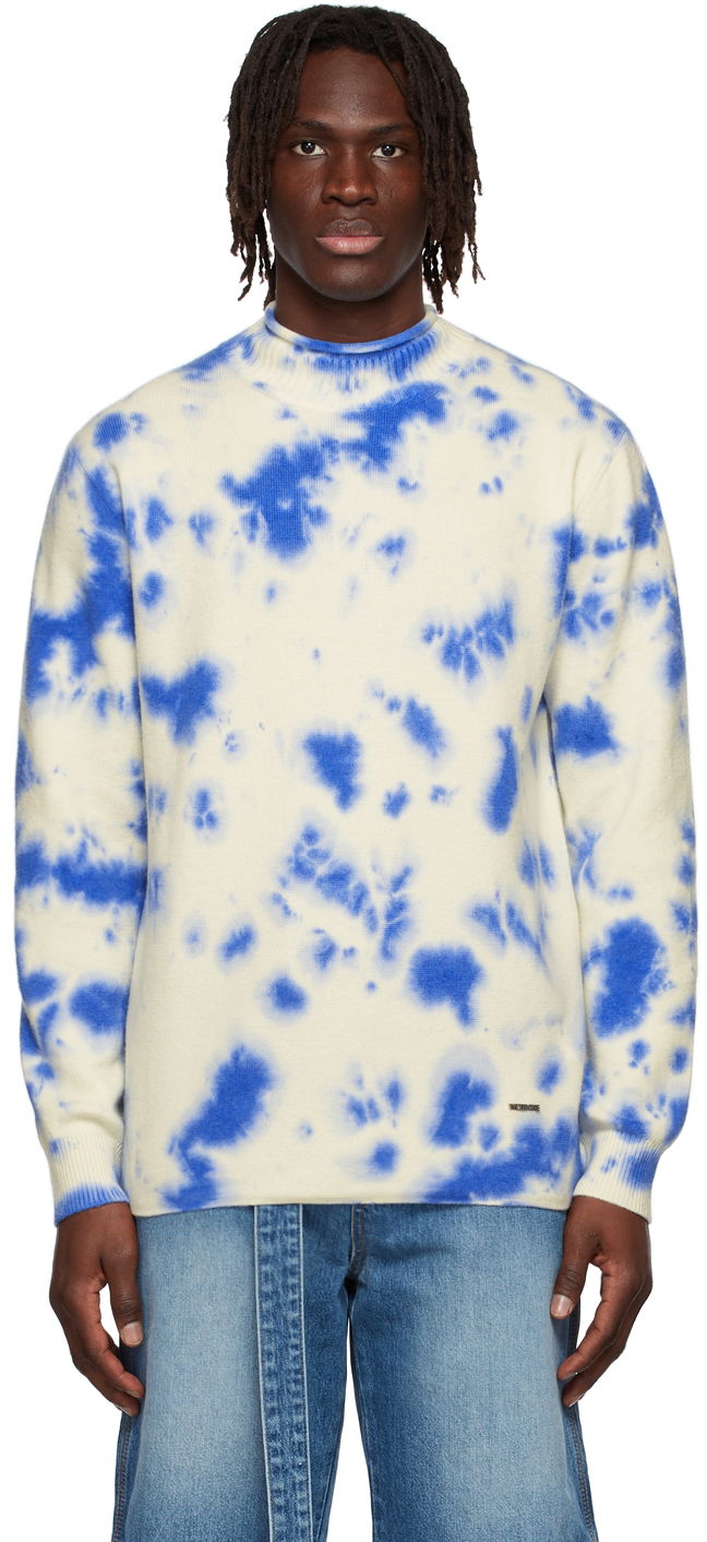 Pleteni pulover We11done We11done Tie-Dye Sweater Modra | WD-KT1-22-604-U-BL