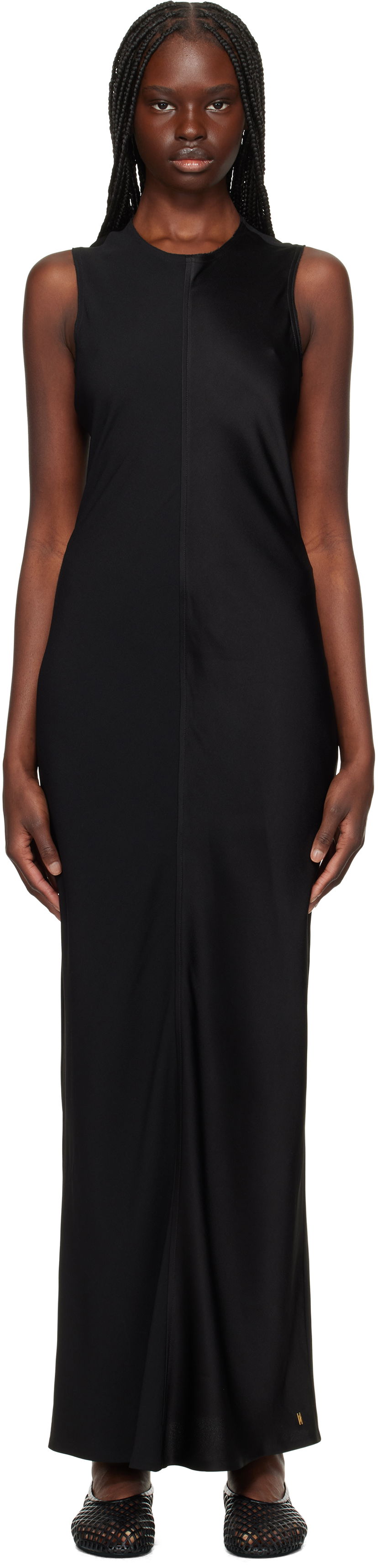 Obleke AMI AMI Paris Straight Maxi Dress Črna | FDR366.AC0014