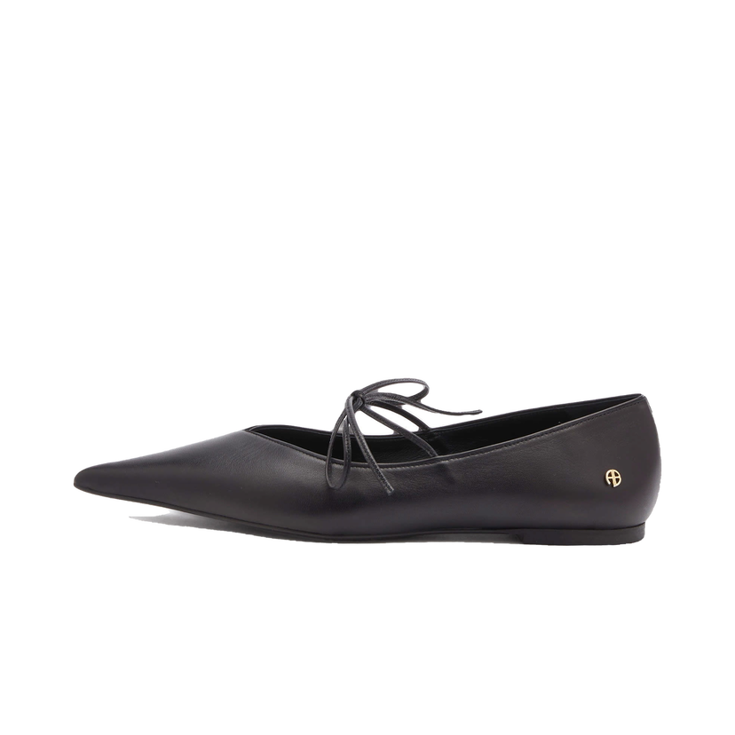 Superge in čevlji Anine Bing Nikki Black Leather Flats Črna | A-14-0201-000