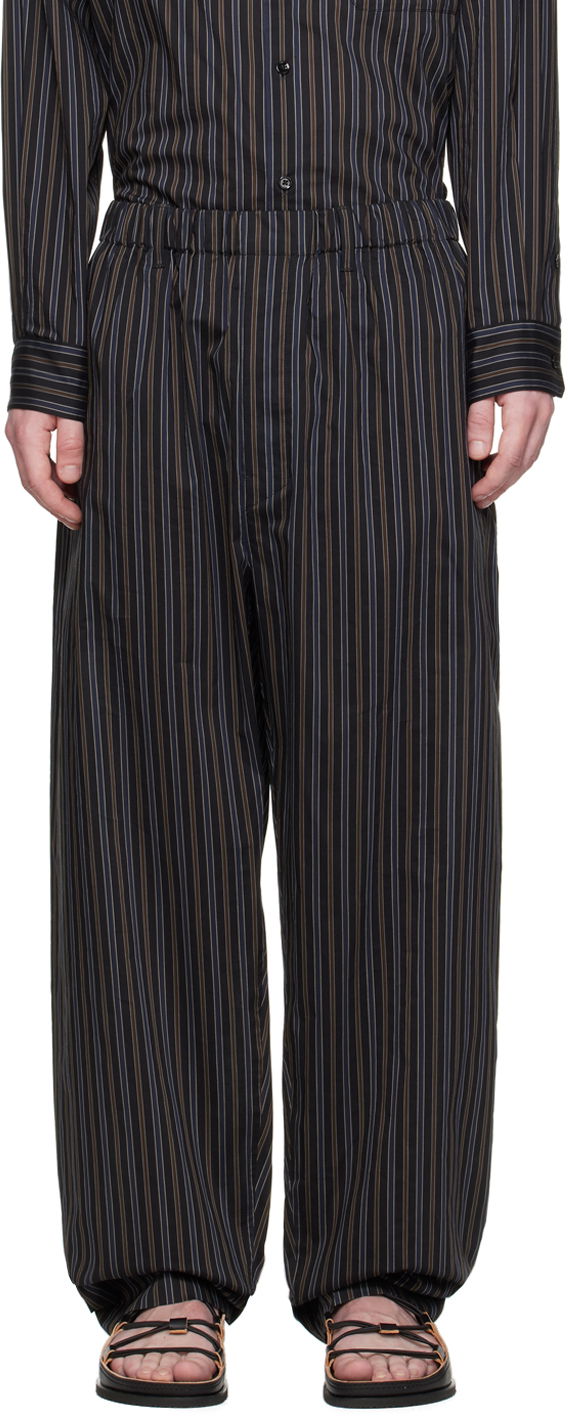 Hlače LEMAIRE Relaxed Striped Trousers Črna | PA1047 LF1247