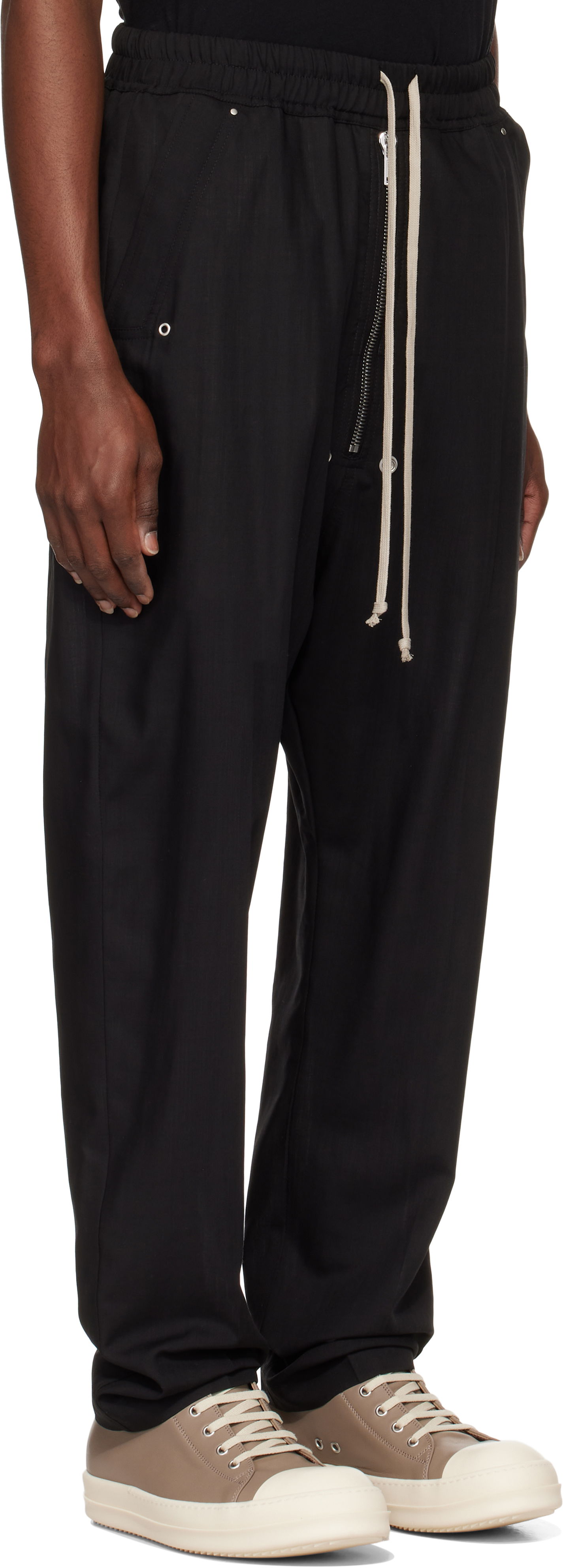 Trenirka Rick Owens Rick Owens Hollywood Bela Trousers Črna | RU01E5361 WG, 1