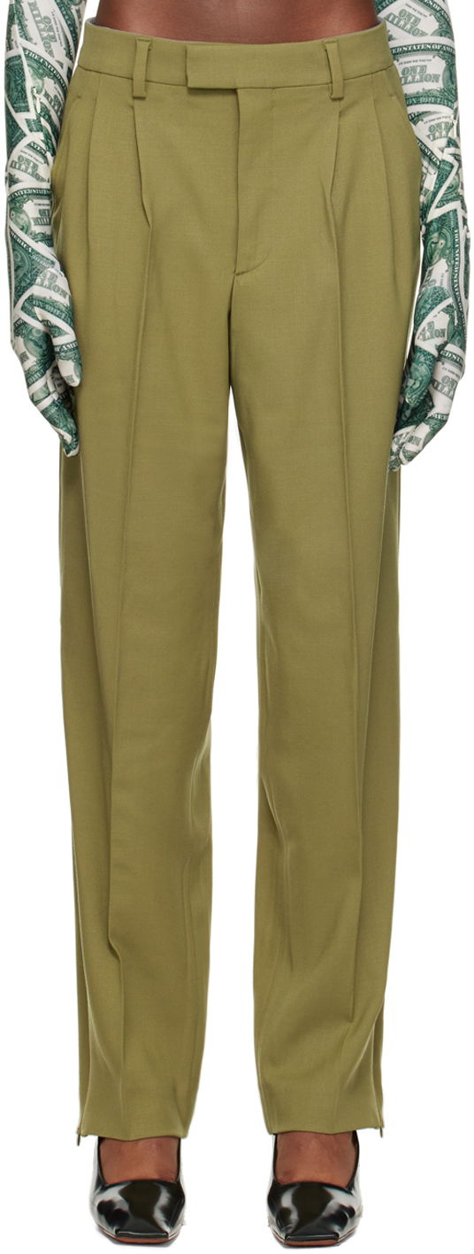 Hlače VETEMENTS Two-Pleat Trousers Zelena | VL14PA220K