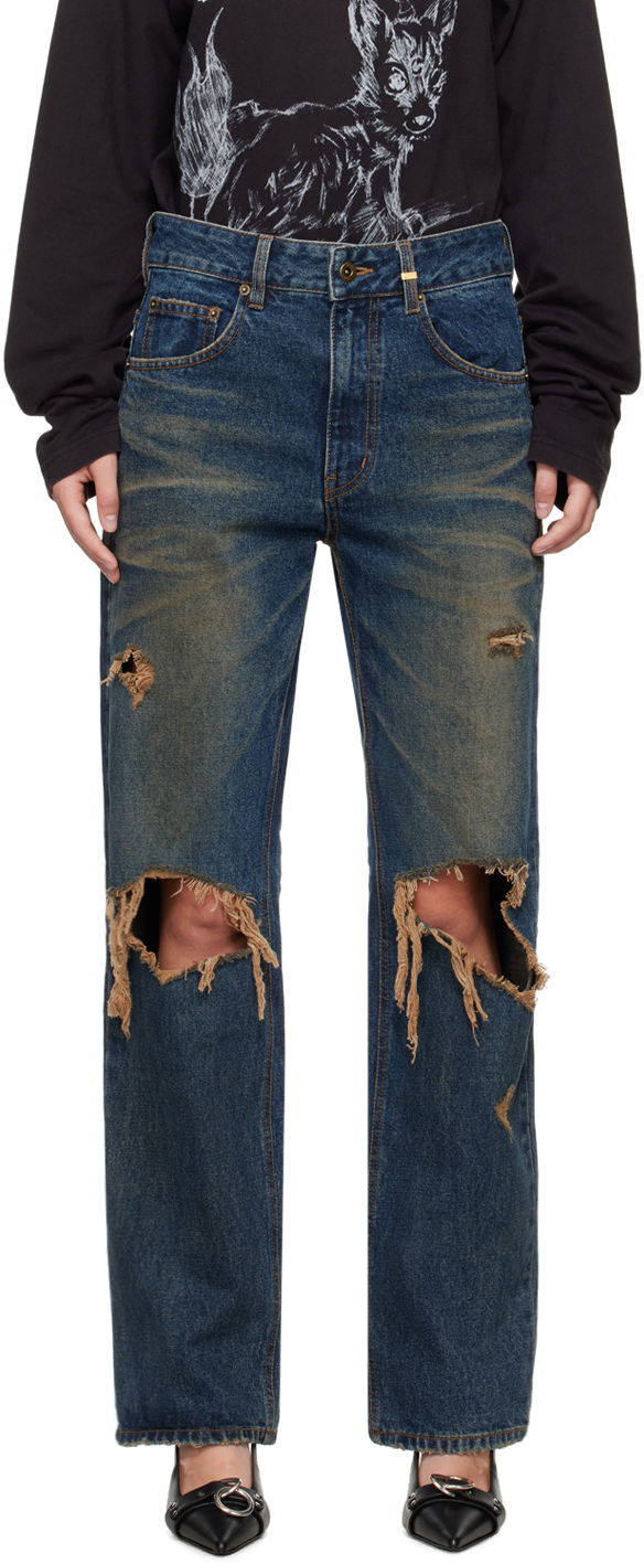 Kavbojke We11done Distressed Jeans Modra | WD-DP2-24-328-W-BL