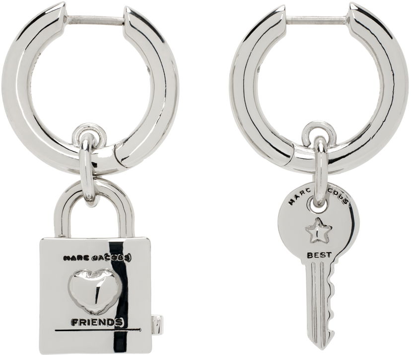 Uhani Marc Jacobs Marc Jacobs Friendship Padlock Charm Hoop Earrings Kovinski | 2R4JER001J44