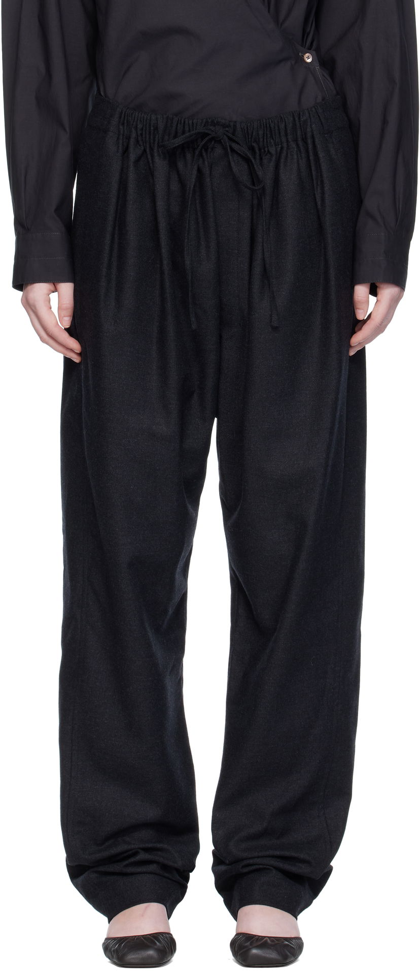 Hlače LEMAIRE Drawstring Trousers Črna | PA1222 LF1158